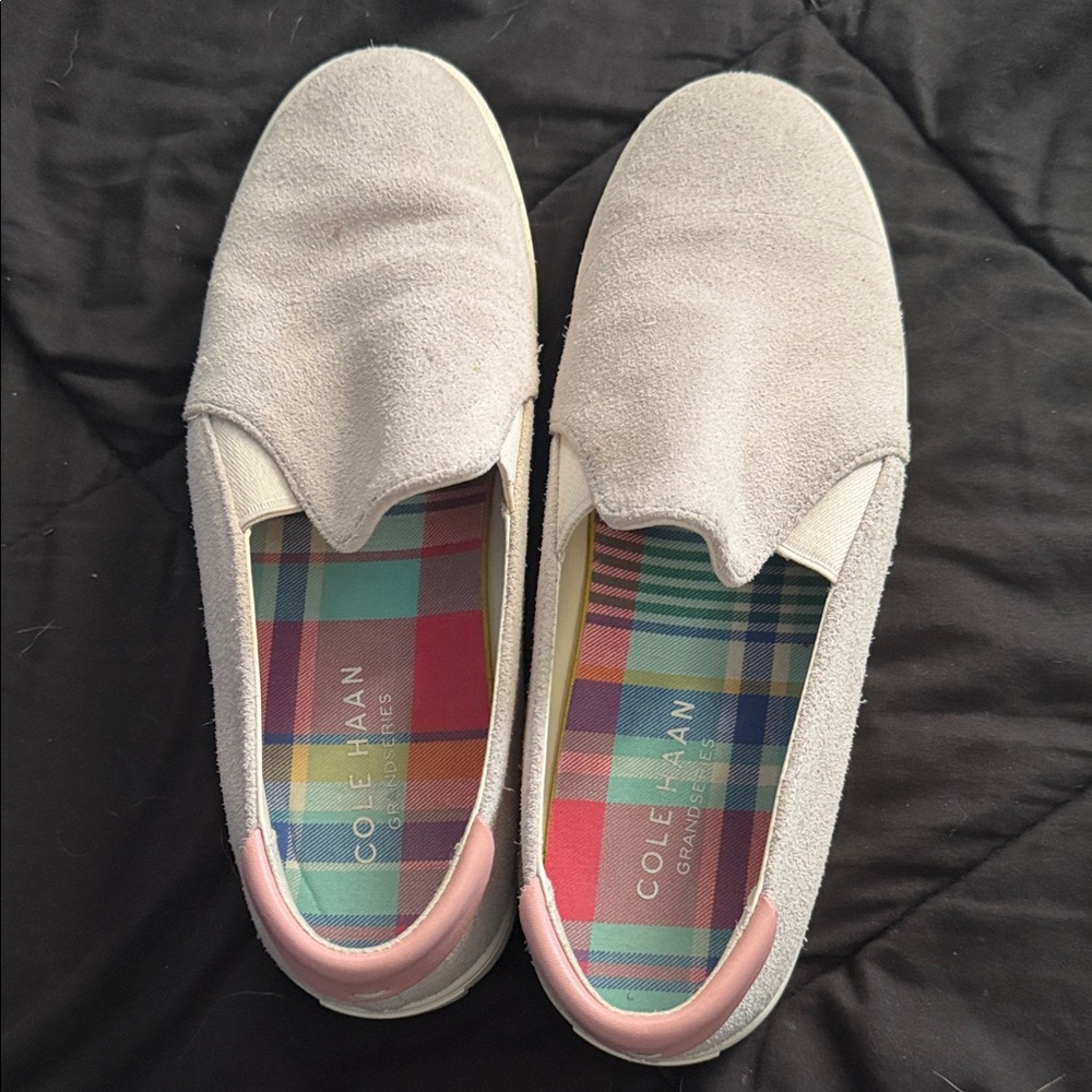 Cole Haan Light Gray Suede Slip-Ons